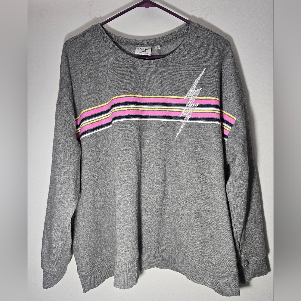 Torrid drop shoulder sweatshirt with lightning bolt heather grey size 1